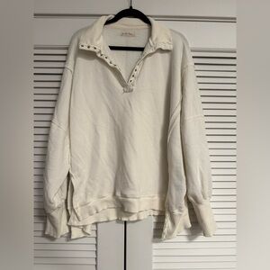 Free People/We The Free Cream Henley Style Sweatshirt